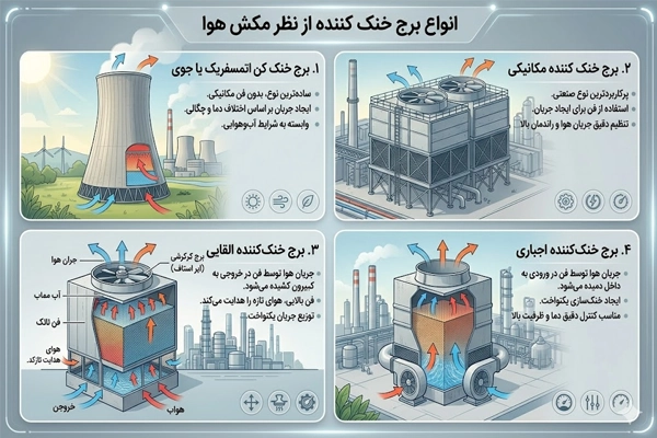 انواع کولینگ تاور از نظر مکش هوا